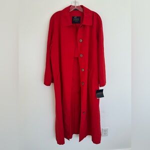 Sanyo New York Red Oversized Trench Coat Size Small NWT